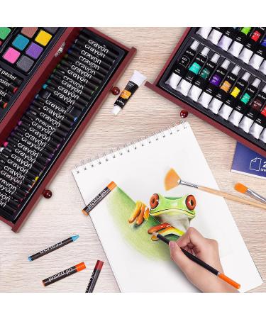 175 Piece Deluxe Art Set with Acrylic Paints and Drawing Pads in Wooden Case - Professional Art Kit for Adults, Teens, and Artists - Cherry - Buy Online on SooperMarket.com