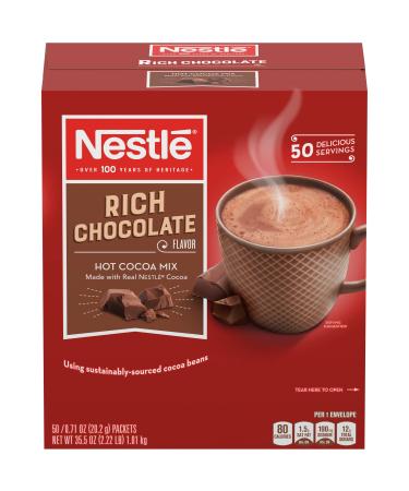 Nestle Hot Chocolate Mix, Hot Cocoa, Rich Chocolate Flavor, Made with Real Cocoa, 0.71 oz Packets (Pack of 50)