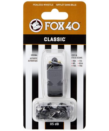 Fox 40 Classic Official Whistle with Break Away Lanyard Black