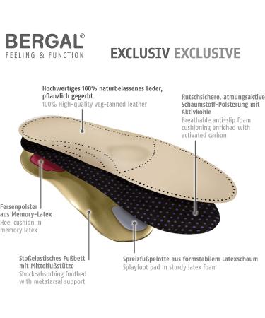 Bergal Breathable Leather Comfort Footbed - Plant-Tanned Activated Carbon Orthopedic System for Men & Women (EU 36-50 US M1.5-12) - Buy Online on SooperMarket.com
