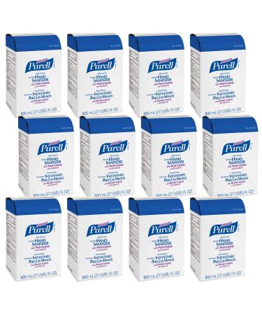 PURELL Advanced Hand Sanitizer Gel 800 mL Hand Sanitizer Gel Refill for GOJO 800 Series Bag-in-Box Push-Style Dispenser (Pack of 12) 9657-12