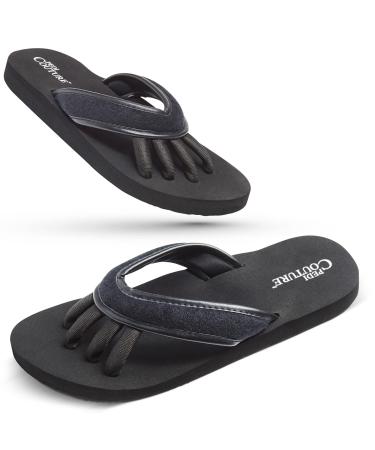 Pedi Couture Pedicure Sandals for Women - Toe Separator Slippers Medium Black