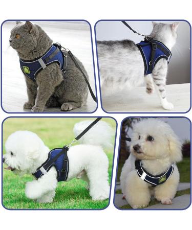 Adjustable Cat Dishes Set with Leash | Soft Lining & Breathable Mesh - Ideal for Cats Kittens Dogs & Puppies | Navy Blue - Size L | International Shipping Available - Buy Online on SooperMarket.com