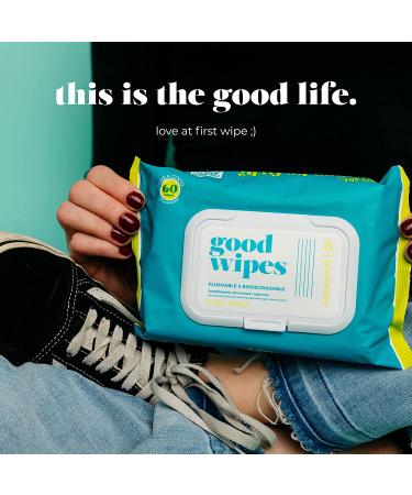 Goodwipes Flushable & Biodegradable Wipes with Botanicals | 180 Count (3 Packs) | Shea-Coco with Aloe | At-Home Use Safe | Septic-Sewer Safe - Buy Online on SooperMarket.com
