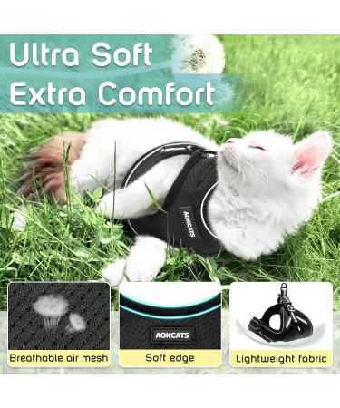 AOKCATS Escape Proof Cat Harness and Leash Set - Reflective Strips, Adjustable Comfort - Small Cat, Kitten - Black, Medium - Buy Online on SooperMarket.com