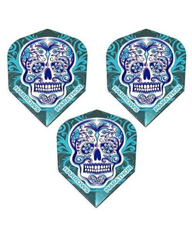 Art Attack 9 Pack Harrows Marathon Sugar Skull Day of The Dead Metallic 100 Micron Extra Strong Dart Flights