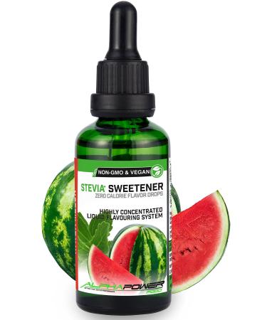 Alphapower Food |Stevia sugar -free flavor drops watermelon |100% natural liquid aroma + sugar substitute for water muesli desserts smoothies natural watermelon aroma 50 ml (1 Pack)