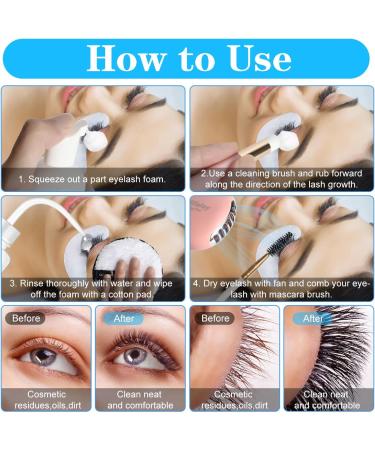 Eyelash Shampoo Cleanser Set Lash Extension Clean Mousse Mini USB Fan Dryer Wash Bottle Mascara Brush Cleansing Brushes Makeup Remover Pad Disposable Microbrushes Women Beginner Home Salon Use - Buy Online on SooperMarket.com