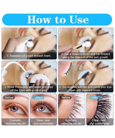 Eyelash Shampoo Cleanser Kit | Lash Extension Mousse & Accessories for Home Salon Use | Complete Eyelash Care Set with USB Mini Fan Brushes & Makeup Remover Pad - Buy Online on SooperMarket.com