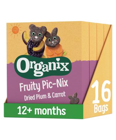 Organix Fruity Pic-Nix Dried Plum & Carrot Toddler Fruit Snack 12+ Months Multipack 4 x 17 g (Pack of 4)