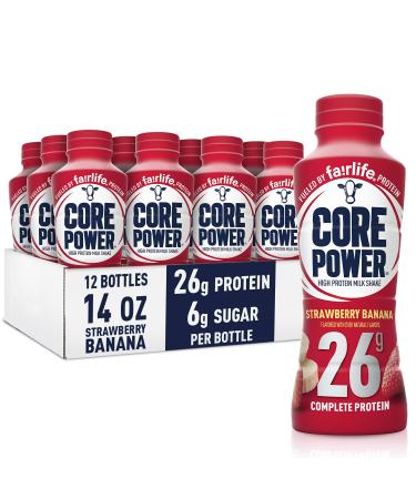 Fairlife Core Power 26g Protein Milk Shakes, Ready To Drink for Workout Recovery, Strawberry Banana, 14 Fl Oz (Pack of 12)