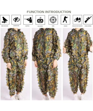 Adult Ghillie Suit 3D Leafy Camouflage Outdoor Hunting Costume - 5.9-6.1 ft Height | Ideal for Sniper, Military, Wildlife Photography, Halloween - Buy Online on SooperMarket.com