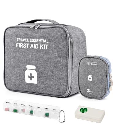 Wugu 2stk medication bag portable medication bag with 2 pieces tablet box moisture-resistant medicine storage bag travel pharmacy bag for school travel camping and hiking gray-2