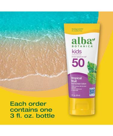 Alba Botanica Kids Sunscreen for Face and Body - SPF 50 - Tropical Fruit - 3 Fl Oz. - Buy Online on SooperMarket.com