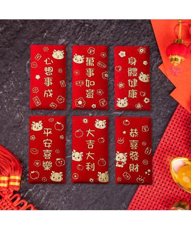 6Pcs Chinese Lunar New Year Red Envelopes Rectangle Red Packet Personalized Red Pocket Hong Bao for Graduation A Style A - Buy Online on SooperMarket.com