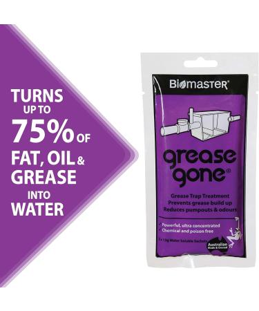 Grease Gone Grease Trap Cleaner - Dissolves Fat Oil & Grease Reduces Odors - 2 Soluble Sachets for Effective Treatment - Buy Online on SooperMarket.com