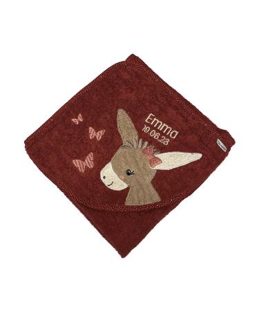 Sterntaler bath towel 80x80 cm made of 100% cotton personalized with name/including embroidery (Emmily dark red)