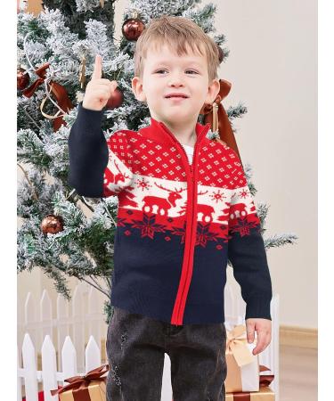 Kids Christmas Reindeer Sweater Cardigan | Boys Winter Knit Jumper 18-24 Months Navy Blue - Buy Online on SooperMarket.com