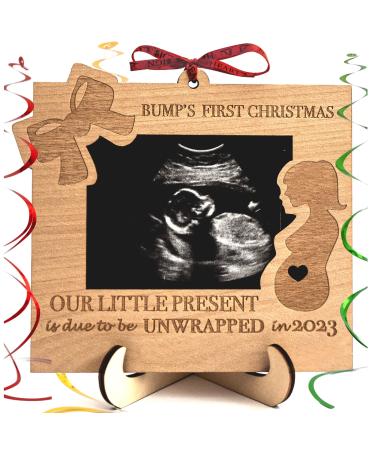 Heart's Sign Bump's First Christmas Ornament 2022 | Bump 1st Christmas Ultrasound Frame Ornament 2022 | Mom To Be and Pregnant Mom Gifts | New Mom Gifts For Women Ultrasound Frame
