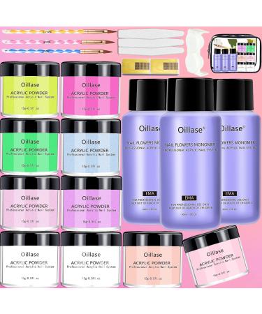 Acrylic Nail Kit for Beginners, Professional Nail Acrylic Powder Set with Acrylic Nail Brush Set, Large Capacity 10 Color Acrylic Powder Set Nail Extension Form set-2