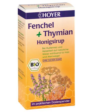 Hoyer Organic Fennel Thyme Honey Syrup (6 x 250 gr) 250 g (pack of 6)