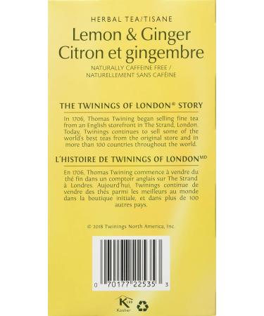 Twinings Lemon & Ginger Herbal Individually Wrapped Tea Bags | Naturally Caffeine-Free | Invigorating Ginger Spiced & Lemon Herbal Tea | 50 Count (Pack of 6) | Enjoy Hot or Iced Ginger Lemon 50 Count (Pack of 6) - Buy Online on SooperMarket.com