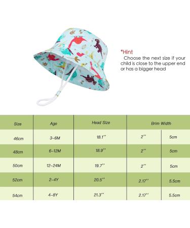 LANGZHEN Baby Girls Beach Sun Protection Hat w/ Chin Strap | Colorful Dinosaurs | 2-4 Years - Buy Online on SooperMarket.com