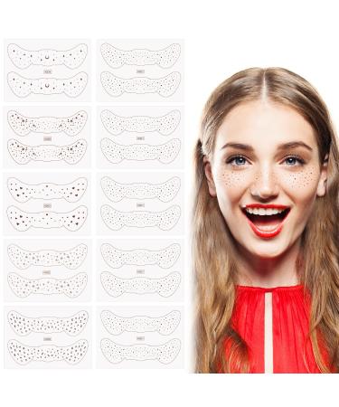 20 Pieces Temporary Freckle Tattoo Waterproof Freckles Natural Looking Henna Tattoo Stickers Fake Freckles Face Freckle Patch Makeup Accessories for Men Women Girls Party  5 Styles