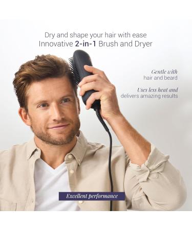 MONAT Hair Brush Dryer | 2-in-1 Electric Straightening Brush & Beard Dryer | Infrared Technology | Adjustable Speed & Temperature Levels - Buy Online on SooperMarket.com