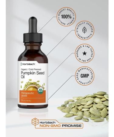 Organic Cold Pressed Pumpkin Seed Oil 4 oz | 100% Pure Extra Virgin | Vegetarian, Non-GMO, Gluten Free | for Hair and Face by Horbaach - Buy Online on SooperMarket.com