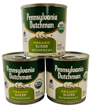 Pennsylvania Dutchman Canned Mushrooms - Organic Sliced Mushrooms - Three 4 oz Cans