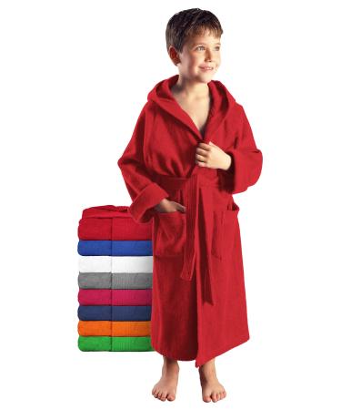 Arus children's bathrobe with hood for boys and girls 100% cotton terry (380 g/m ) long eco-tex certified large color selection 128 red