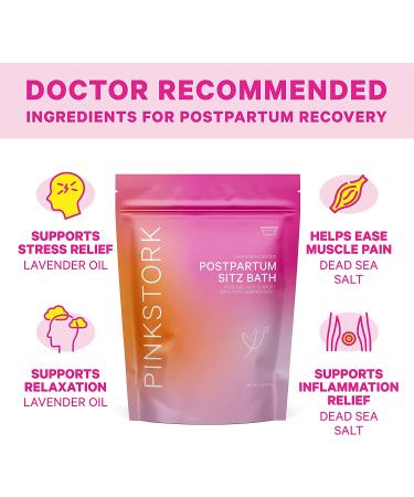 Pink Stork Postpartum Sitz Bath Soak - Dead Sea Salt for Perineal Care & Postpartum Recovery - Lavender Scented 1 lb - Buy Online on SooperMarket.com