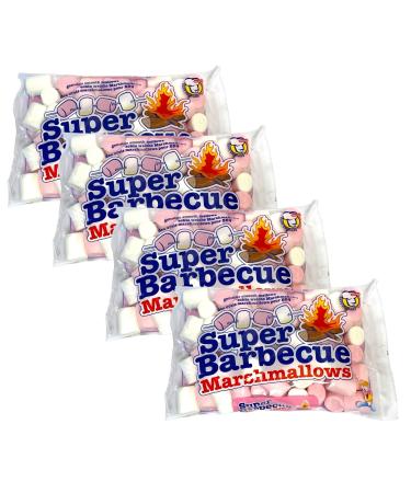 Mr. Mallo Super Barbecue Marshmallows Pink & White |Foam sugar goods mouse bacon |Soft candy for barbecue campfire or for grilling (4x 300g)