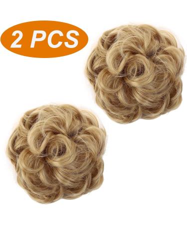 JJstar 2PCS Curly Messy Bun Hair Piece Set - Blonde Synthetic Fiber Scrunchies for Women & Girls - Buy Online on SooperMarket.com