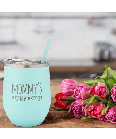 SassyCups Mommy's Sippy Cup Wine Tumbler - Engraved Stainless Steel Stemless Glass (12oz, Mint) - Perfect Gift for New Mom or Mom to Be - Buy Online on SooperMarket.com