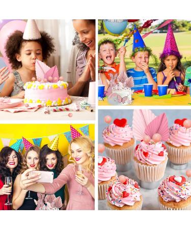 Cake Decorations 44 PCS Paper Palm Fan Cake Decorations Pink Palm Leaf Cake Toppers Cake Decorations For Birthday Party Wedding Valentine's Day - Buy Online on SooperMarket.com
