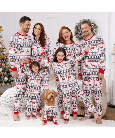 PatPat Family Christmas PJs Matching Sets - Reindeer & Snowflake Patterned Sleepwear for Couples and Kids (Kids 6-7 Years, Elks White) - Buy Online on SooperMarket.com