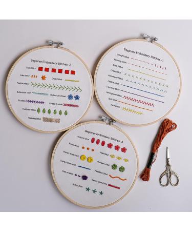 Embroidery Stitch Practice Kit - Learn 30 Stitches with 3 Sets - Craft Lover's Essential for Hand Stitching - Includes Fabric and Skill Techniques - Buy Online on SooperMarket.com