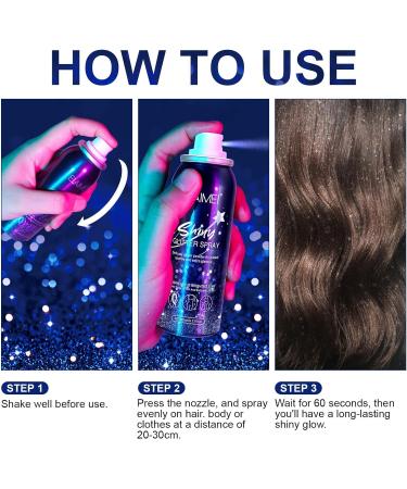 Glitter Spray 60ML (2 Pack) - Temporary Shiny Body, Hair, Face, and Clothing Waterproof Hairspray for Prom, Festival, Rave Makeup - Silver Shimmer Powder - Ideal Gifts for Women - Buy Online on SooperMarket.com