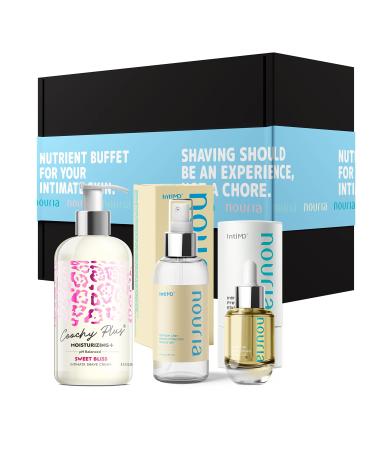 Coochy Plus HydroLock MOISTURIZING+ 3-Steps Kit Intimate Shave Gift Set: NOURIA Pre-Shave Elixir Oil + Coochy Plus Shave Cream Sweet Bliss + NOURIA After Shave Protection Mist Fragrance Free