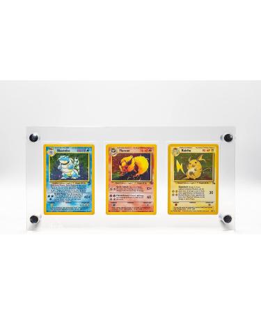 Acrylic Trading Card Frame Holder Stand Display - 3 Slots UV Filtering Screwdown - Buy Online on SooperMarket.com