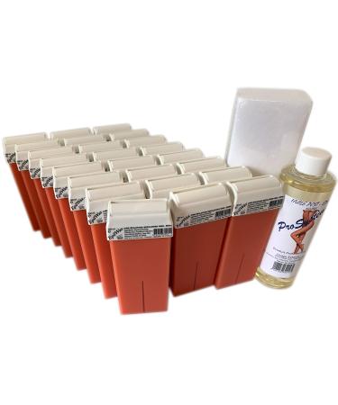 Epilwax S.A.S-Set with 24 disposable wax rolls pink with rollers large model for legs armpits and body with 250 stripes and 1 bottle of oil after hair removal.