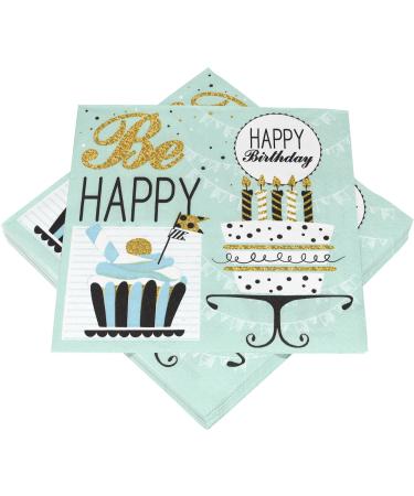 HEKU 100 napkins 3-layer 33x33cm Birthday Mint I absorbent and practically packaged i ideal for special occasions 33x33cm birthday min
