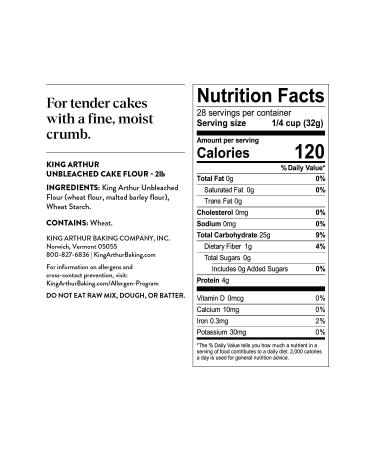 King Arthur Unbleached Cake Flour - 2 Pounds | Non-GMO & Preservative-Free - Buy Online on SooperMarket.com