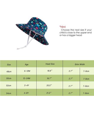 LANGZHEN Baby Girls Beach Sun Hat with Chin Strap | Wide Brim Toddler Kids Play Hat | Undersea World Navy | 1-2 Years - Buy Online on SooperMarket.com