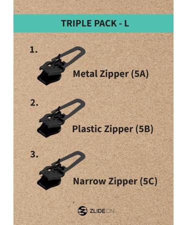 ZlideOn Zipper Replacement 3 Pack - Black Large Instant Zipper Slider | International Shipping Available - Buy Online on SooperMarket.com