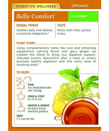 Traditional Medicinals Organic Belly Comfort Tea - Caffeine-Free Peppermint, 16 Wrapped Bags (0.99 oz) - Buy Online on SooperMarket.com