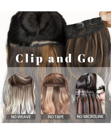 KooKaStyle Long Wavy Clip-In Synthetic Hair Extensions 20 Inch Black - 4PCS Thick Double Weft Hairpieces for Women - Buy Online on SooperMarket.com