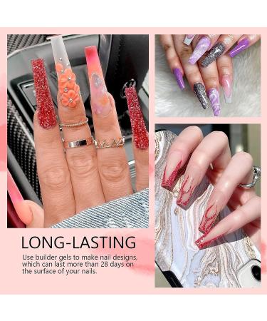 Saviland Builder Nail Gel Kit - 12 Colors Extension Glitter Hard Gel Set for Nail Strengthening and Art - Includes 3 Nail Brushes and Forms - A-Glitter Series - Buy Online on SooperMarket.com